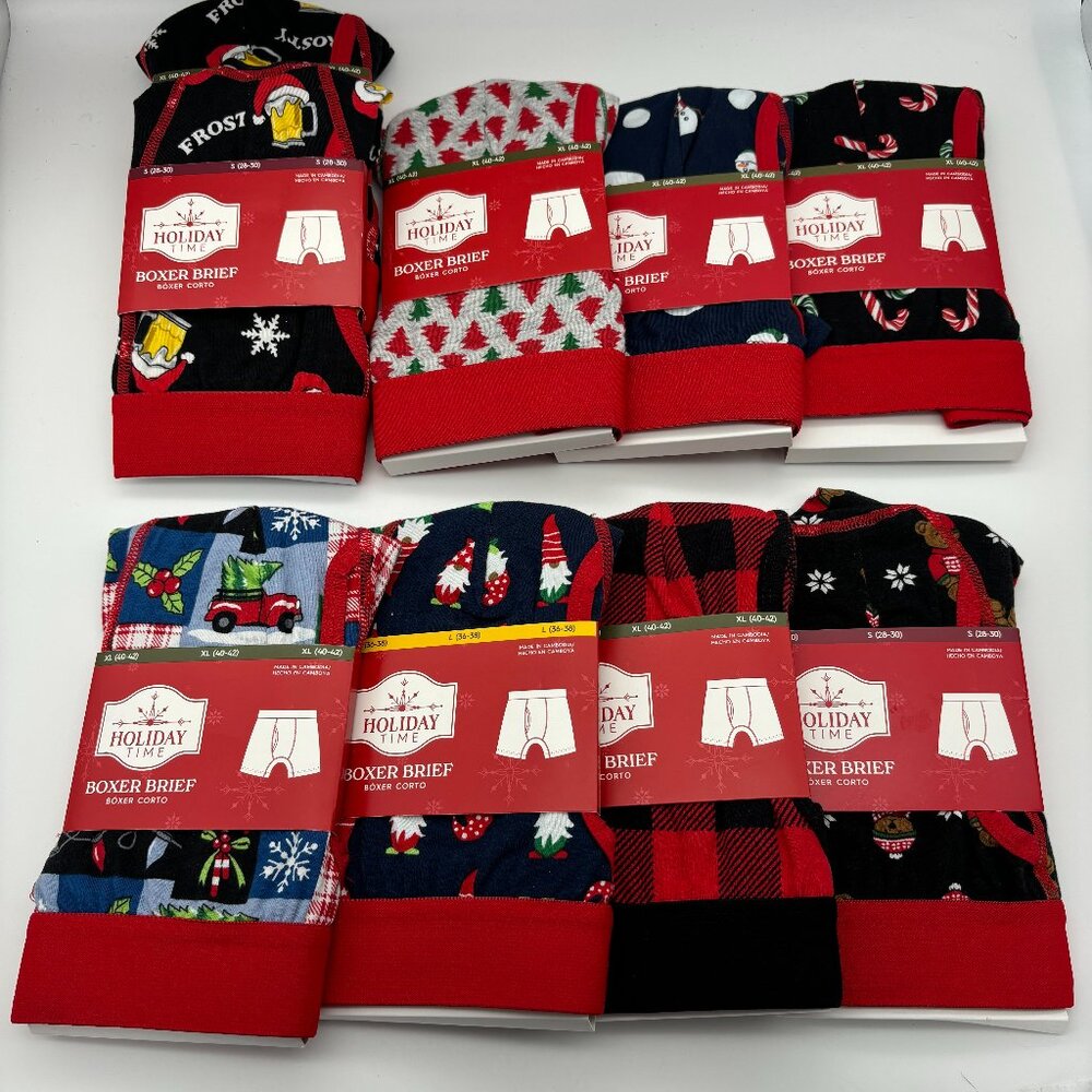 Holiday Time Men’s Christmas Holiday Print Boxer Briefs YOU PICK New